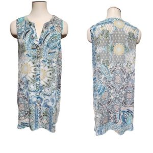 Spense Button Front Sleeveless Tunic Style Top Size Medium